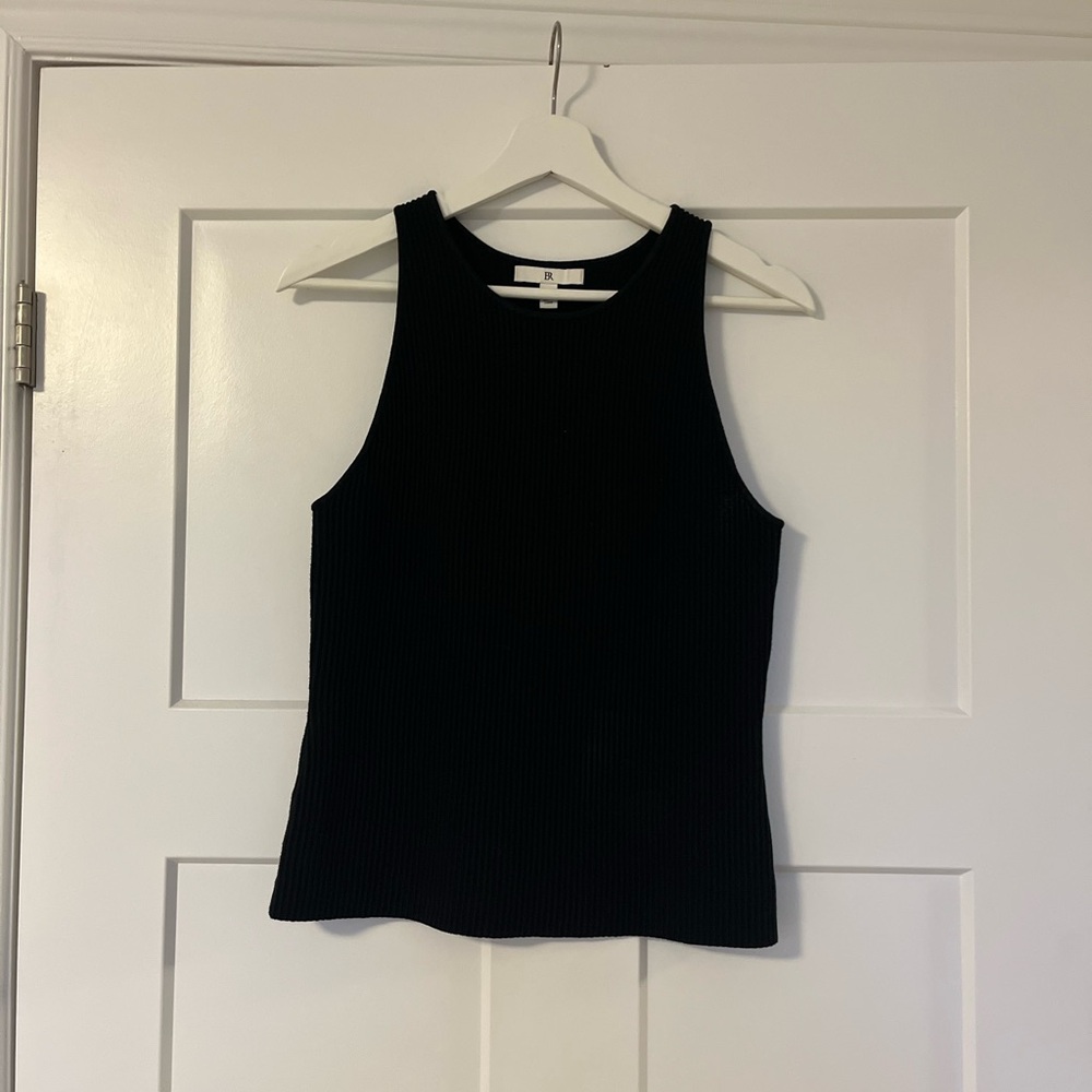 Banana Republic Black Ribbed Tank – Sleeveless Knit Top